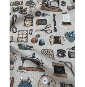 Coupon Toile Palace "Bobines" Gris - 50 x 140 cm - Tissu Ameublement