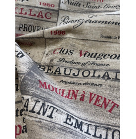 Coupon Toile Palace "Grand Cru" Rouge/ Noir - 50 x 160 cm - Tissu Ameublement