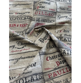 Coupon Toile Palace "Grand Cru" Rouge/ Noir - 50 x 160 cm - Tissu Ameublement