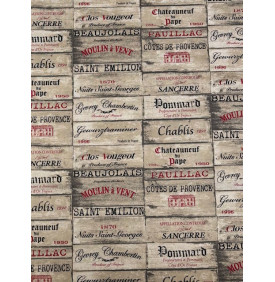 Coupon Toile Palace "Grand Cru" Rouge/ Noir - 50 x 160 cm - Tissu Ameublement