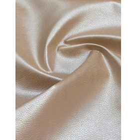 Coupon Simili Cuir Uni "Métal" Beige Nacré - Tissu d’Ameublement – 50 x 70 cm
