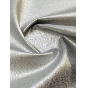 Coupon Simili Cuir Uni "Métal" Argent - Tissu d’Ameublement – 50 x 70 cm