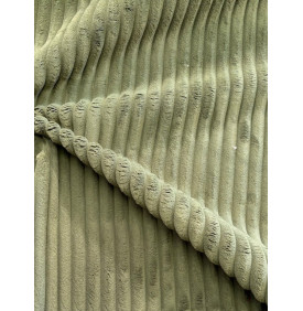 Coupon Velours Côtelé "Hannibal" Kaki - Grosses Côtes 15 mm – 50 x 70 cm - Tissu Ameublement