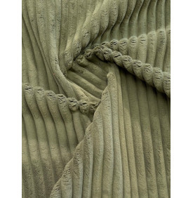 Coupon Velours Côtelé "Hannibal" Kaki - Grosses Côtes 15 mm – 50 x 70 cm - Tissu Ameublement
