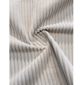 Coupon Velours Côtelé "Hannibal" Écru - Grosses Côtes 15 mm – 50 x 70 cm – Tissu Ameublement