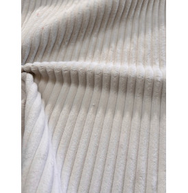 Coupon Velours Côtelé "Hannibal" Écru - Grosses Côtes 15 mm – 50 x 70 cm – Tissu Ameublement