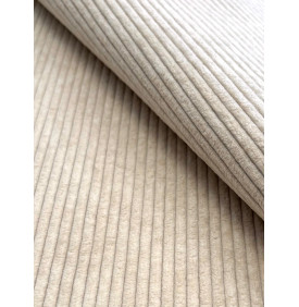 Coupon Velours Côtelé "Huggy" Écru - Côtes 5 mm – 50 x 140 cm - Tissu d’Ameublement