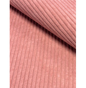 Coupon Velours Côtelé "Huggy" Rose Poudré - Côtes 5 mm – 50 x 140 cm – Tissu d’Ameublement
