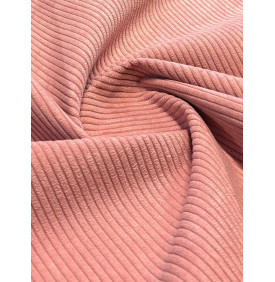 Coupon Velours Côtelé "Huggy" Rose Poudré - Côtes 5 mm – 50 x 140 cm – Tissu d’Ameublement
