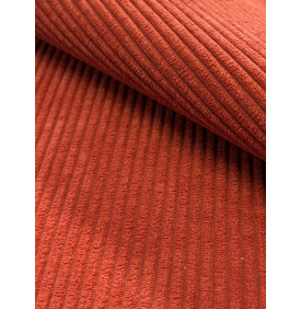 Coupon Tissu – Velours Côtelé 5 mm : Terracotta (400 g/m²) – 50 x 140 cm – Tissu d’Ameublement