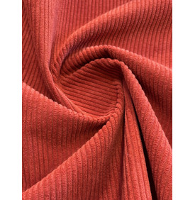 Coupon Velours Côtelé "Huggy" Terracotta - Côtes 5 mm – 50 x 140 cm – Tissu d’Ameublement