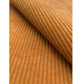 Coupon Velours Côtelé "Huggy" Ocre - Côtes 5 mm – 50 x 70 cm - Tissu d’Ameublement