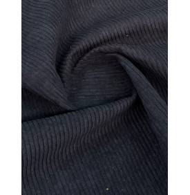 Coupon Velours Côtelé – "Huggy" Noir - Côtes 5 mm – 50 x 140 cm – Tissu d’Ameublement