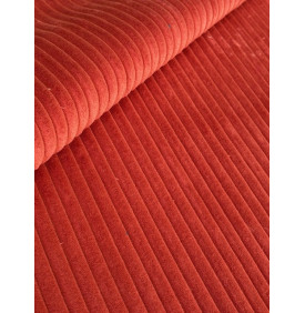 Coupon Velours Côtelé "Futé" Terracotta - Côtes 10 mm – 50 x 140 cm - Tissu d’Ameublement