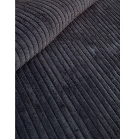 Coupon Velours Côtelé "Futé" Noir - Côtes 10 mm – 50 x 140 cm - Tissu d’Ameublement