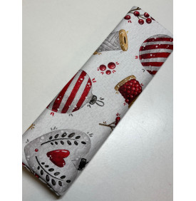Coupon Sergé Coton "Boules de Noël" Rouge/ Blanc - 50 x 160 cm