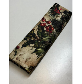 Coupon Sergé de Coton "Houx & Baies de Noël" – 50 x 160 cm