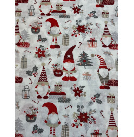 Coupon Coton "Lutins de Noël" Écru – 1 m x 150 cm