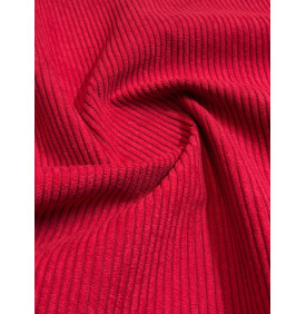 Coupon Velours Côtelé "Huggy" Tomate - Côtes 5 mm – 50 x 140 cm – Tissu d’Ameublement