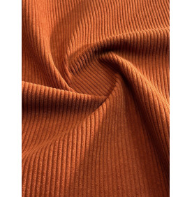 Coupon Velours Côtelé "Huggy" Paprika - Côtes 5 mm – 50 x 140 cm – Tissu d’Ameublement