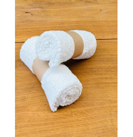 Coupon Bouclette "Peluche" Blanc – 50 x 70 cm – Tissu Doux & Cocooning