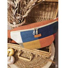 Kit Couture "Sac Banane Arlequin" - Velours Côtelé "Huggy 5 mm" - Modèle Patchwork