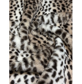 Coupon Fourrure Rabbit "Guépard" Galet/ Marron – 50 x 70 cm – Tissu Doux & Fantaisie