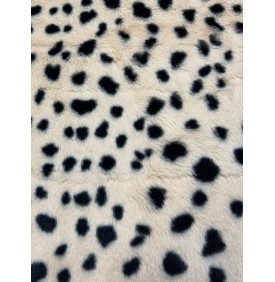 Coupon Fourrure Rabbit "Serval" Lin/ Noir – 50 x 70 cm – Tissu Doux & Fantaisie