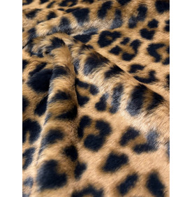 Coupon Fourrure Rabbit "Léopard" Caramel/ Noir – 50 x 70 cm – Tissu Doux & Fantaisie