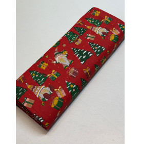 Coupon Coton "Sapin & Lutins de Noël" Rouge – 1 m x 150 cm