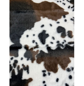 Coupon Fourrure Rabbit "Vache" Blanc/ Marron – 50 x 150 cm – Tissu Doux & Fantaisie