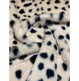 Coupon Fourrure Rabbit "Serval" Lin/ Noir – 50 x 150 cm – Tissu Doux & Fantaisie