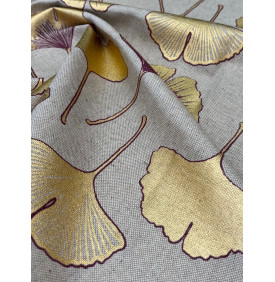 Coupon Toile Palace Enduit "Biloba Foil" Rose - 50 x 70 cm- Tissu Imperméable