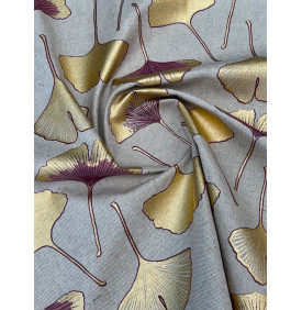 Coupon Toile Palace Enduit "Biloba Foil" Rose - 50 x 70 cm- Tissu Imperméable