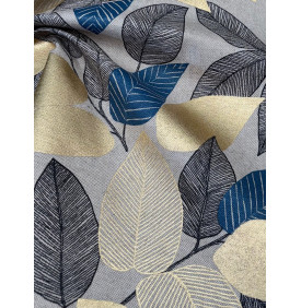 Coupon Toile Palace Enduit "Folior Foil" Bleu - 50 x 70 cm- Tissu Imperméable