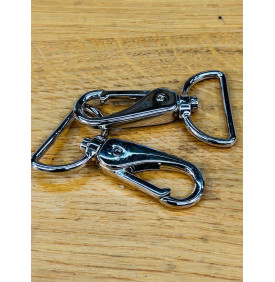 Mousqueton métal argent 32 mm, solide et pratique