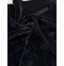Coupon Fourrure "Noir" Poil Court – 50 x 70 cm – 300 g/m² – Tissu Doux & Moelleux