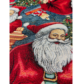 Coupon Jacquard Lurex "Père Noel" – Fond Gris – 50 x 140 cm – Tissu Ameublement
