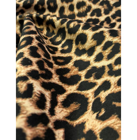 Coupon Velours Palatine "Léopard" – Beige Doré – 50 x 150 cm – Tissu Luxe 525 g/m²