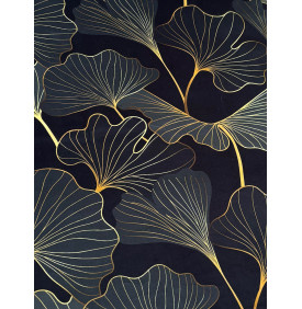 Coupon Velours Palatine "Ginkgo Tiffany" – Noir Doré – 50 x 145 cm – Tissu Velours