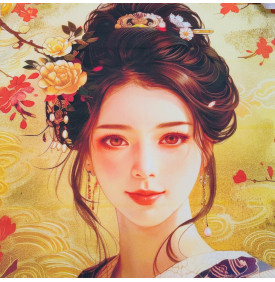 Carré Coton “Impératrice Dorée” – 45 x 45 cm – Impression Digitale – 100% Coton