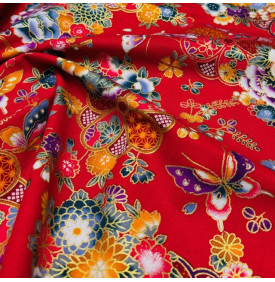 Coupon Coton Foil “Wasabi” – Rouge – 50 x 145 cm