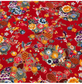 Coupon Coton Foil “Wasabi” – Rouge – 50 x 145 cm