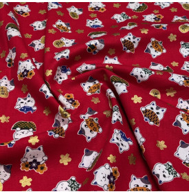 Coupon Coton Foil “Minet” – Rouge – 50 x 145 cm