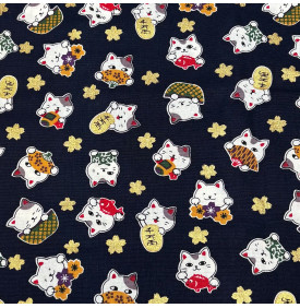 Coupon Coton Foil “Minet” – Bleu – 50 x 145 cm