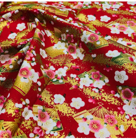 Coupon Coton Foil “Obi” – Rouge– 50 x 145 cm