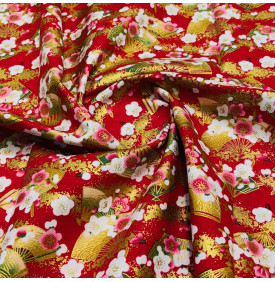 Coupon Coton Foil “Obi” – Rouge– 50 x 145 cm