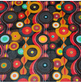 Coupon Coton Enduit “Boubou" Peanut/ Terracotta – 50 x 150 cm – Tissu Imperméable