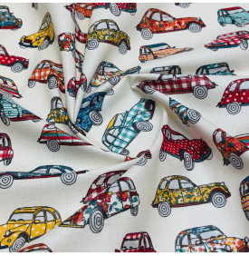 Coupon Coton Enduit “Deudeuche” Ivoire / Rouge – 50 x 160 cm – Tissu Imperméable