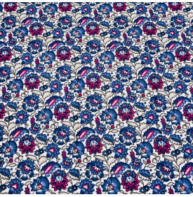 Coupon Coton Enduit « Gange » Bleu – 50 × 160 cm – Tissu Imperméable Floral Profond